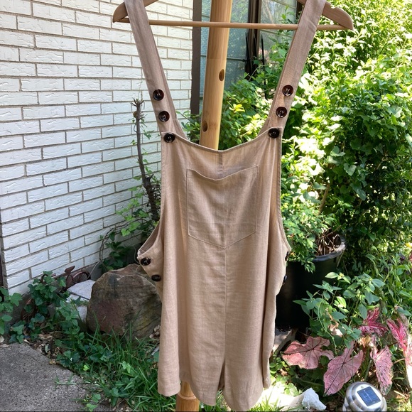 COPY - Lulus Up with the Sun Beige Short Overalls Size Large - Picture 3 of 15